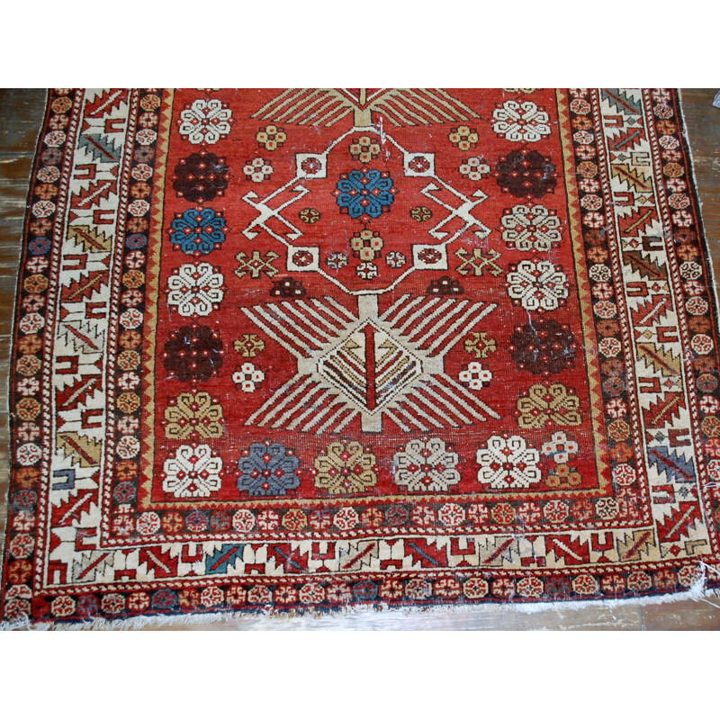 Vintage handmade antique Caucasian Shirvan rug 