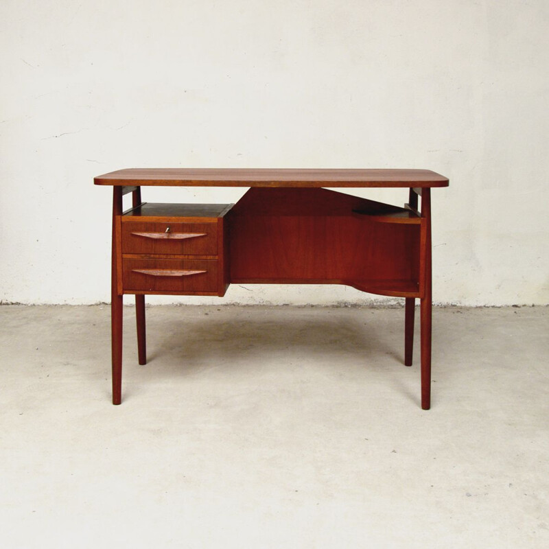 Vintage Danish office desk in teak by Tibergaard