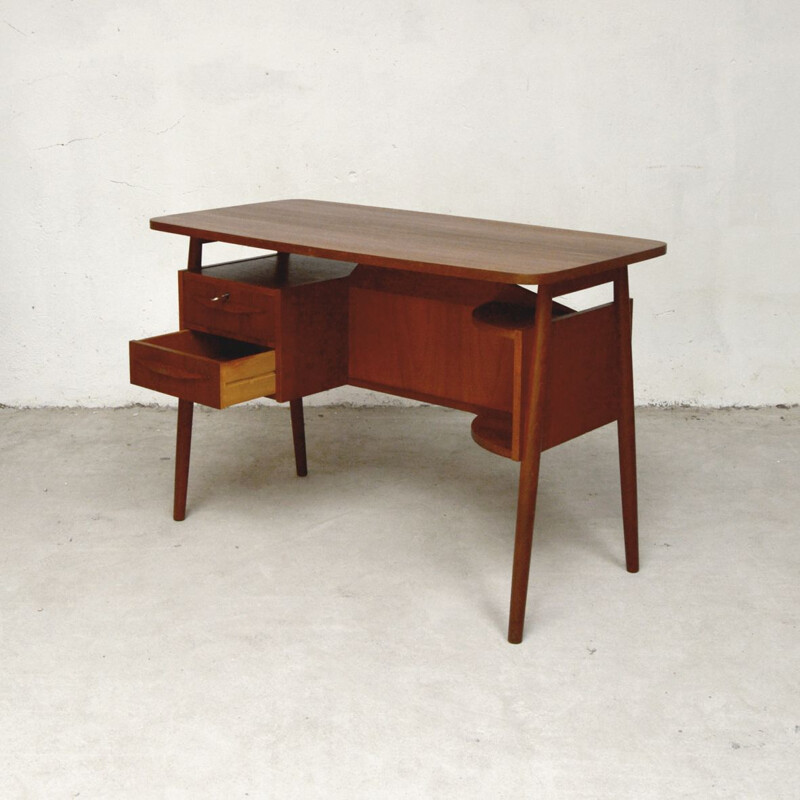 Vintage Danish office desk in teak by Tibergaard