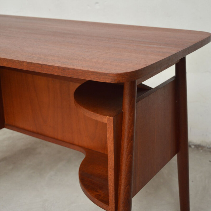 Vintage Danish office desk in teak by Tibergaard