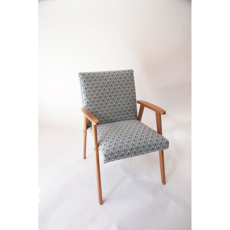 Vintage French armchair in fabric and wood