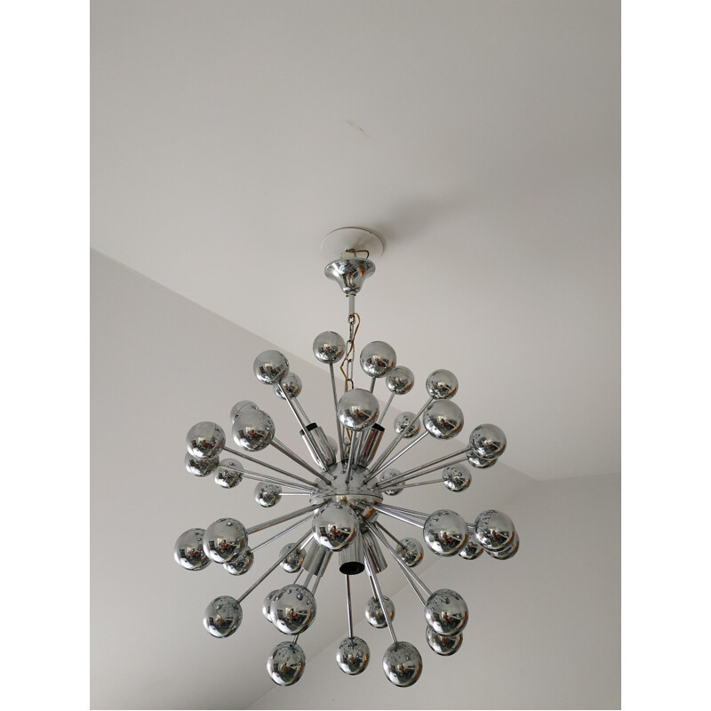 Vintage chandelier in metal Sputnik