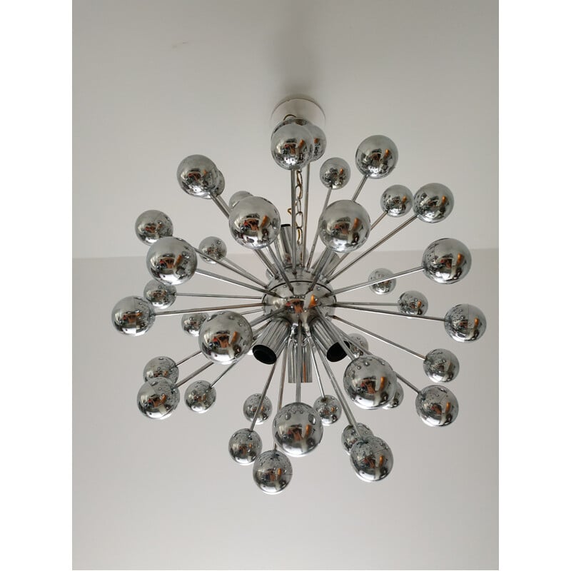 Vintage chandelier in metal Sputnik