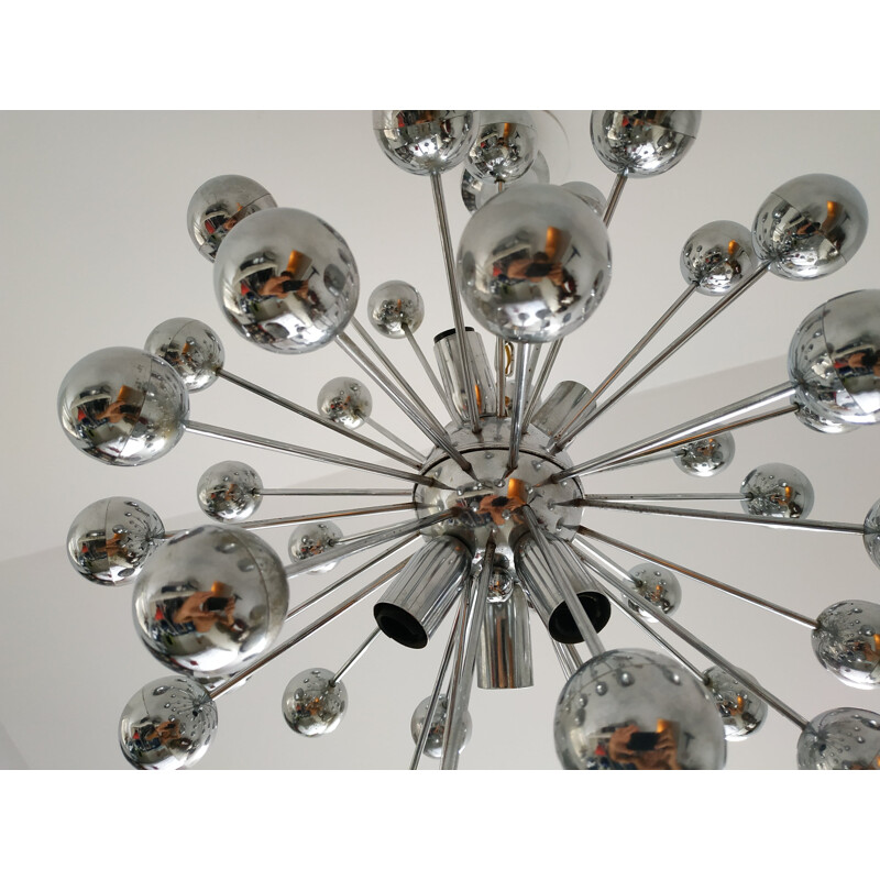 Vintage chandelier in metal Sputnik