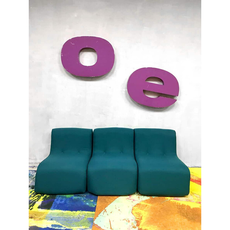 Vintage 3-seater blue sofa for kids