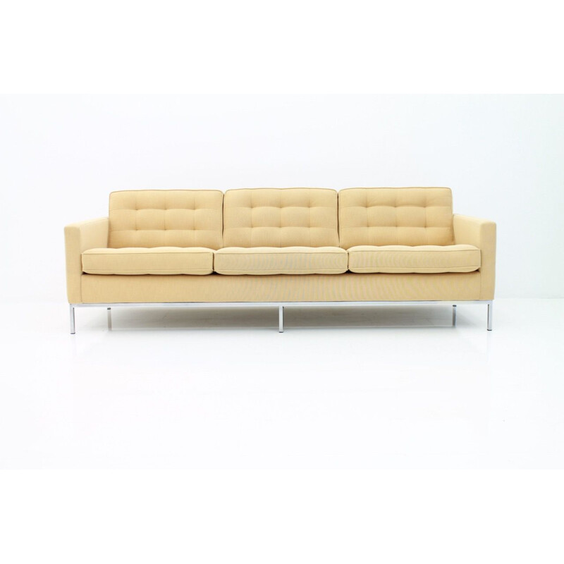Vintage yellow 3-seater sofa by Florence Knoll for Knoll International