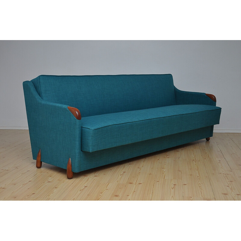 Vintage Danish blue 3-seater sofa