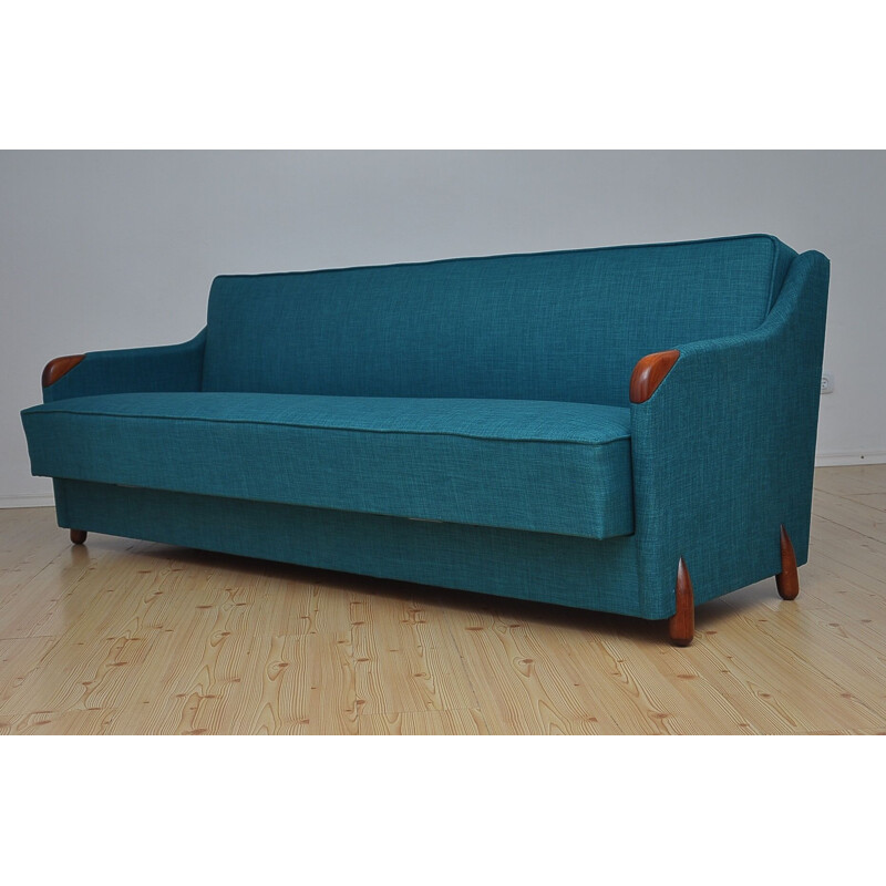 Vintage Danish blue 3-seater sofa