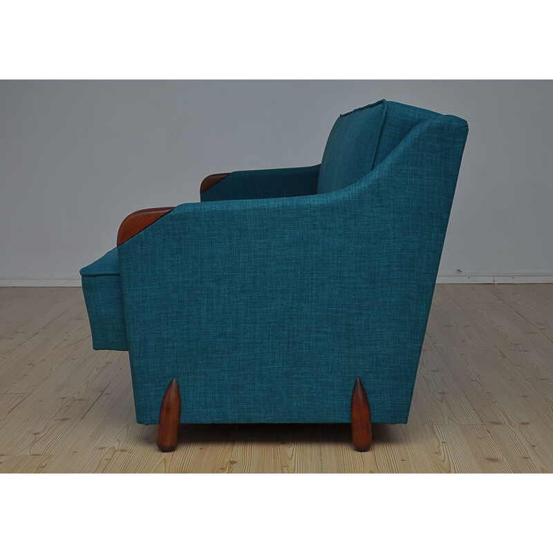 Vintage Danish blue 3-seater sofa