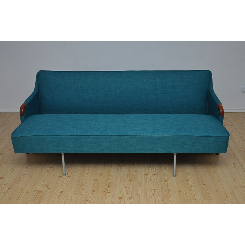 Vintage Danish blue 3-seater sofa