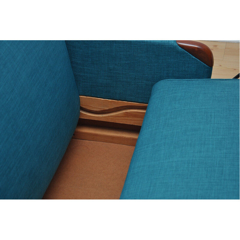 Vintage Danish blue 3-seater sofa