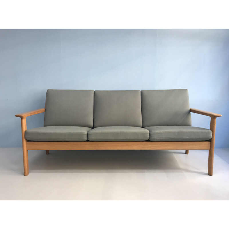 Vintage green 3-seater sofa by Hans Wegner