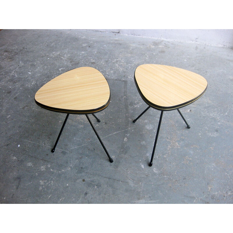 Set of 2 vintage tripod side tables