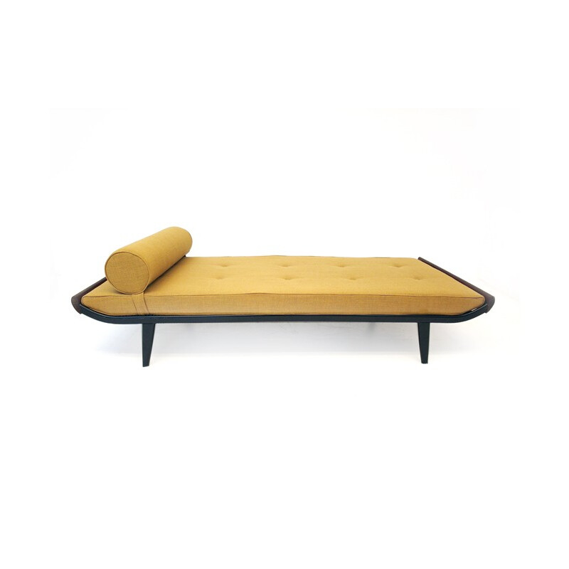 Cleopatra daybed in metal, teak and yellow fabric, Dick CORDMEIJER - 1950s