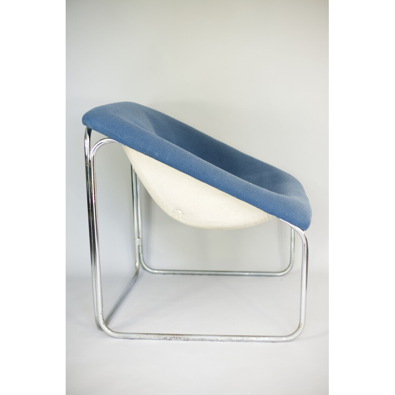 Blue vintage cubic armchair