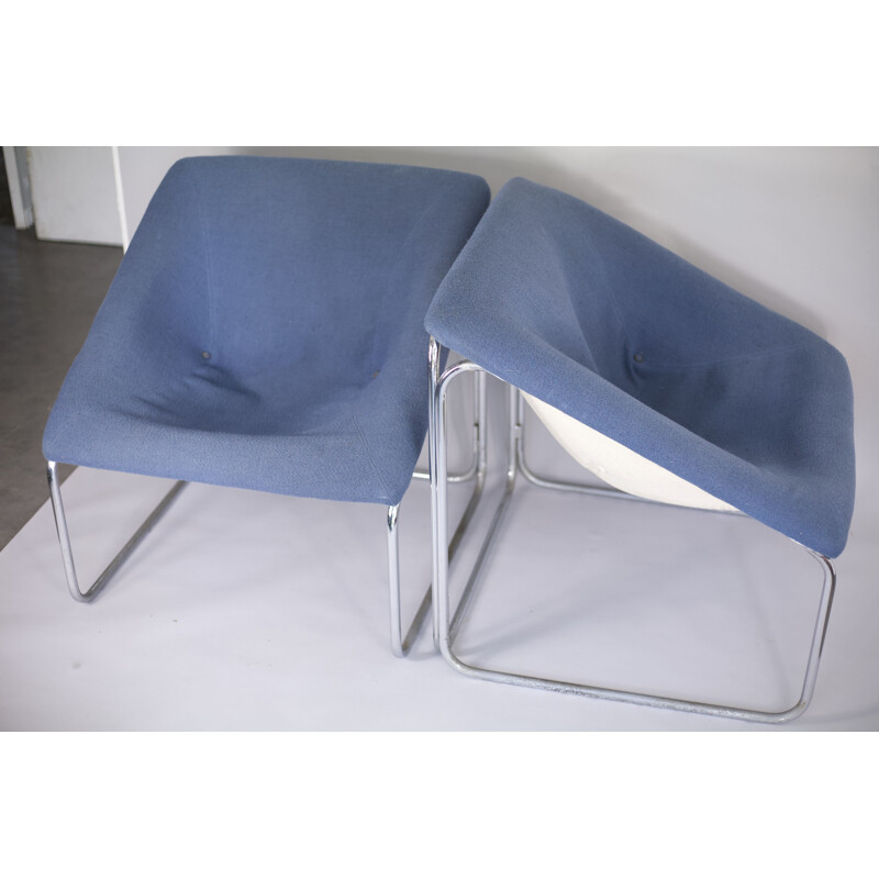 Blue vintage cubic armchair