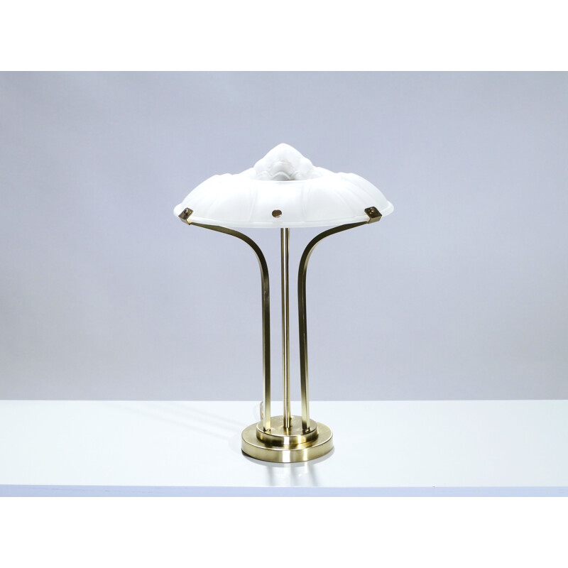 Vintage table lamp in brass and blown glass