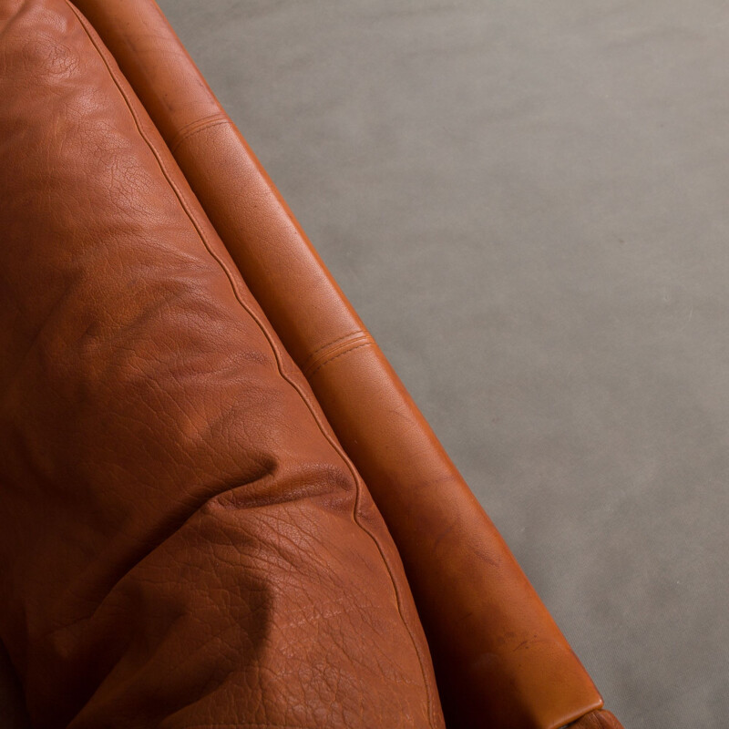 Vintage 2-seater sofa in brown leather by Mogens Hansen