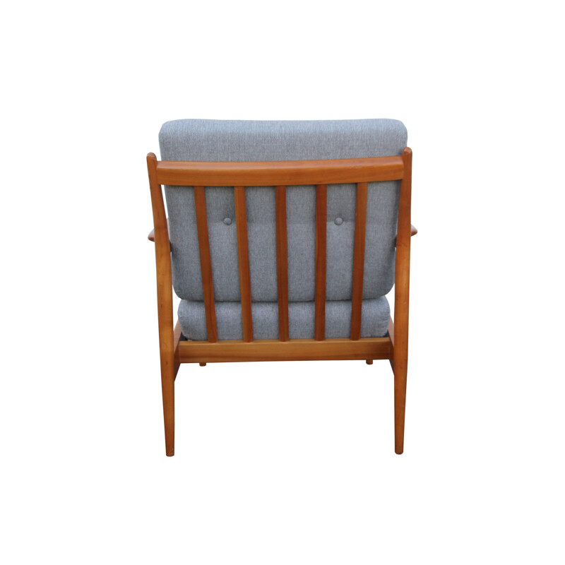 Vintage grey armchair in cherrywood