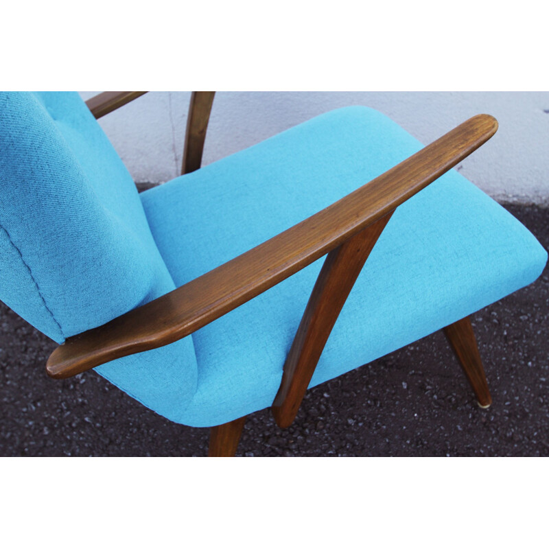 Vintage Wood armchair in light blue