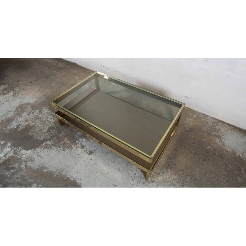 Vintage coffee table with smoked glass by Belgo Chrome