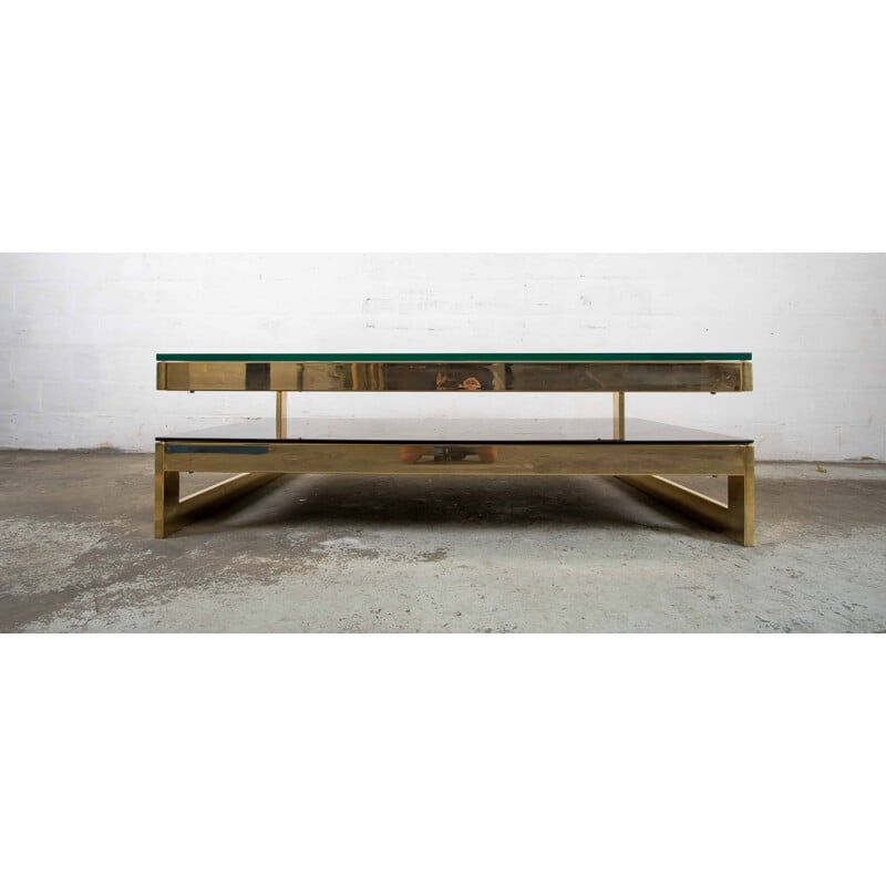 Vintage coffee table with smoked glass by Belgo Chrome