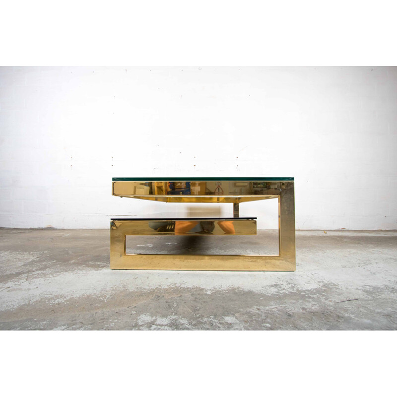 Vintage coffee table with smoked glass by Belgo Chrome