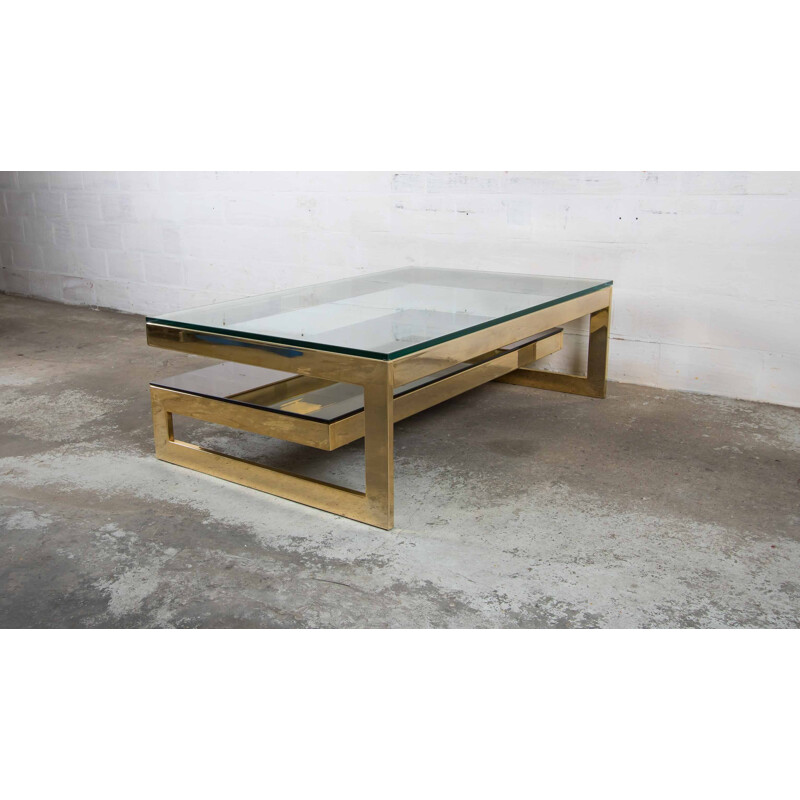 Vintage coffee table with smoked glass by Belgo Chrome
