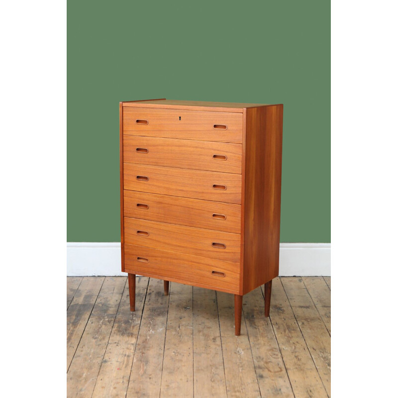 Teak Vintage Chest of drawers with 6 drawers