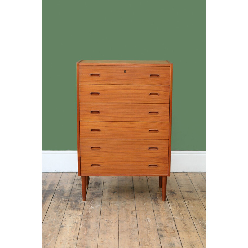 Teak Vintage Chest of drawers with 6 drawers