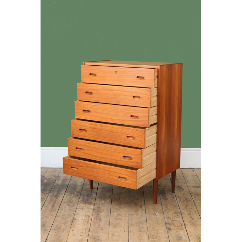 Teak Vintage Chest of drawers with 6 drawers