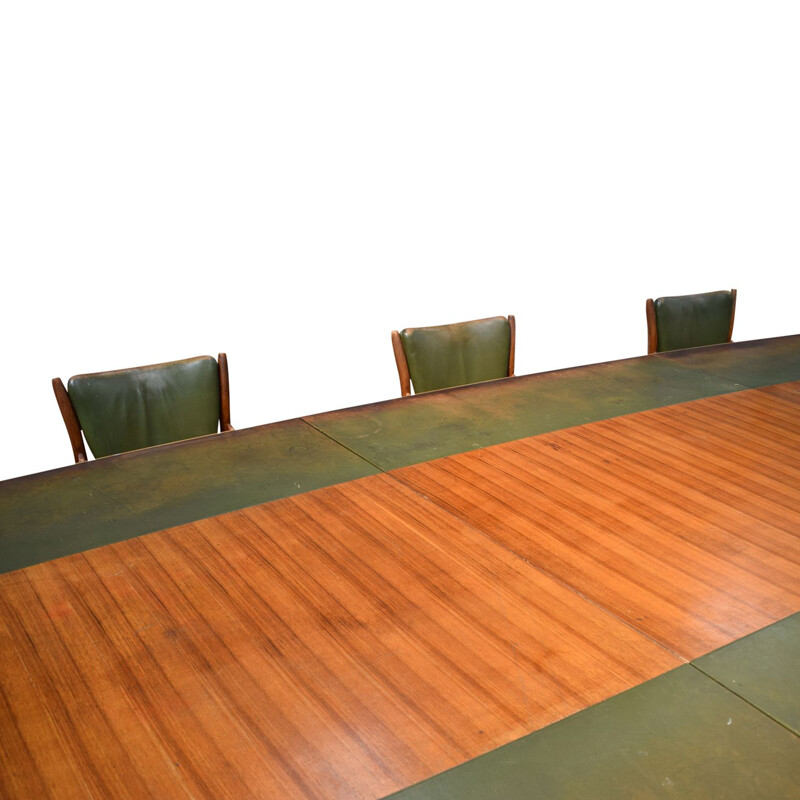 Vintage large conference table in rosewood with 13 chairs