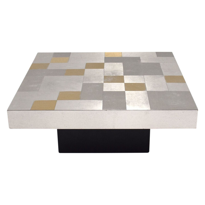 Table Basse Vintage avec motifs en aluminium et bois