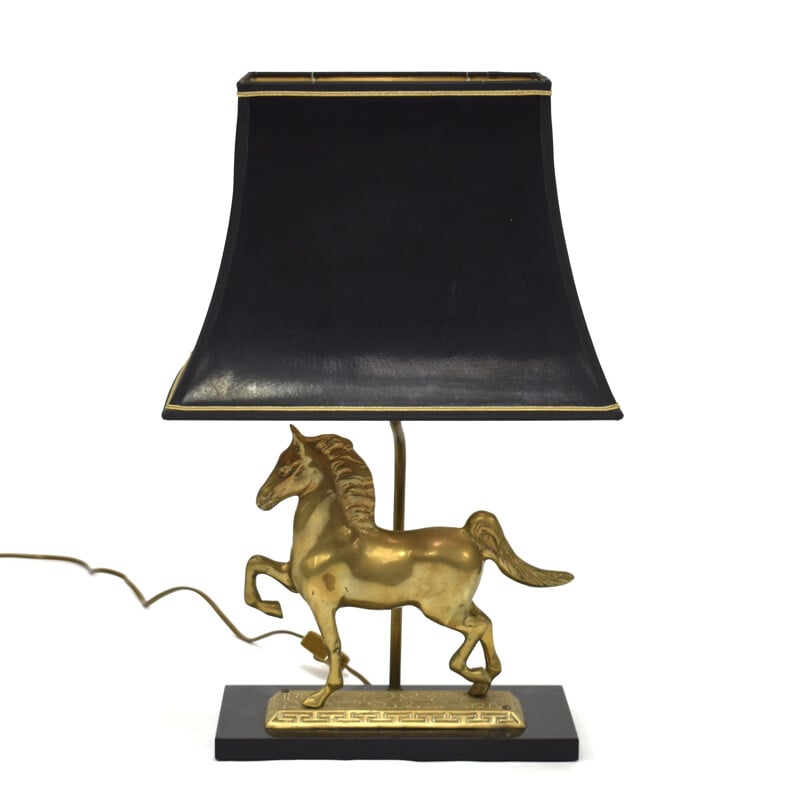 Vintage Table lamp with brass horse