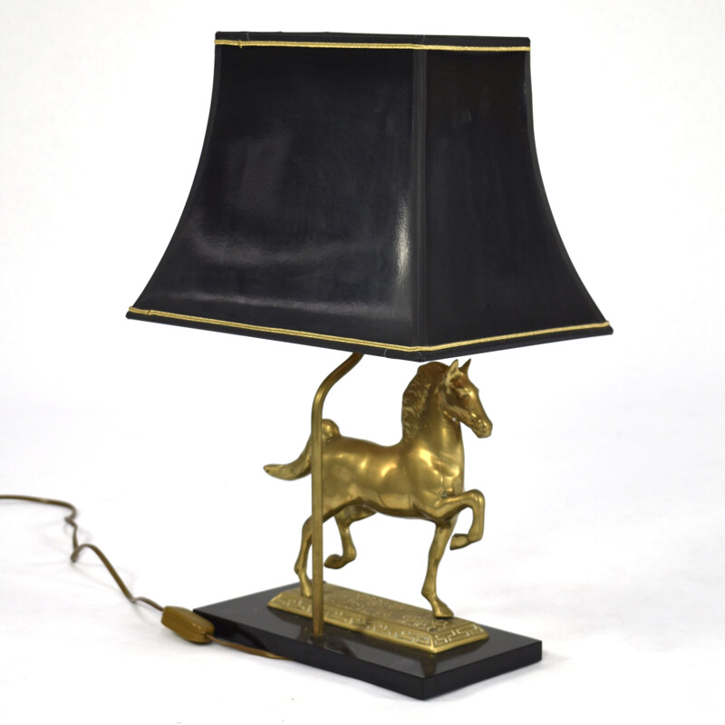 Vintage Table lamp with brass horse