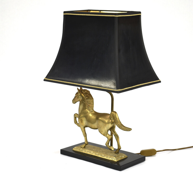 Vintage Table lamp with brass horse