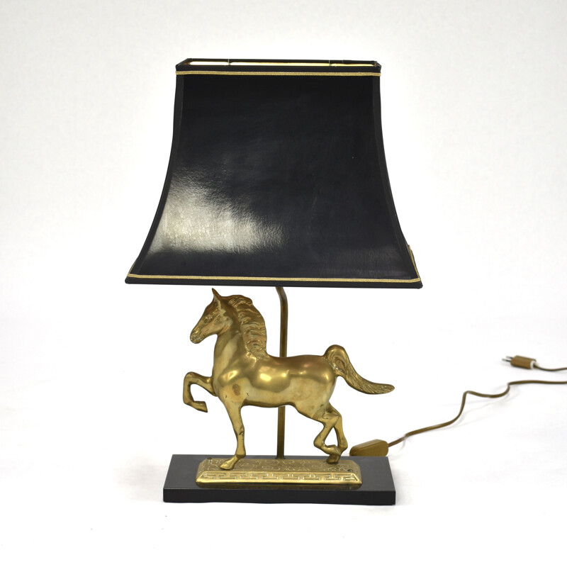 Vintage Table lamp with brass horse