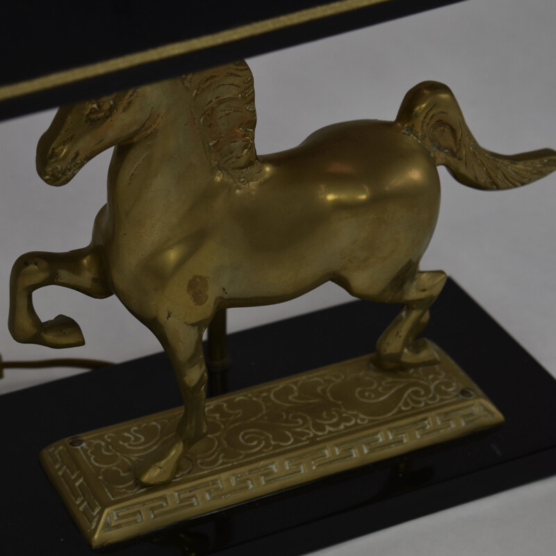 Vintage Table lamp with brass horse