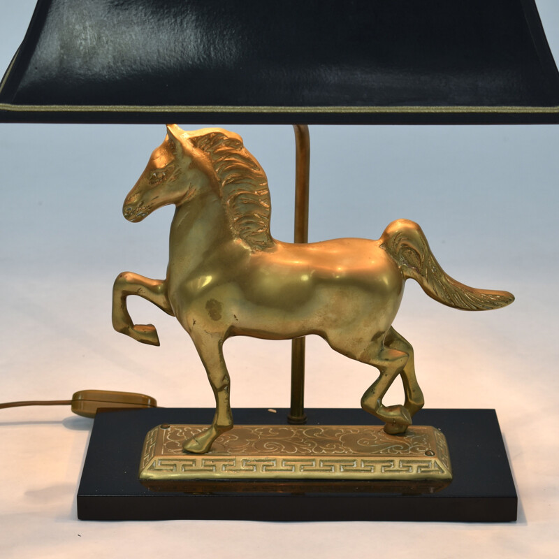 Vintage Table lamp with brass horse