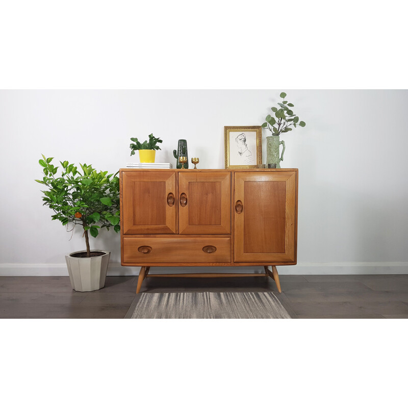 Vintage Elm Sideboard with Beech Legs by Lucian Ercolani for Ercol