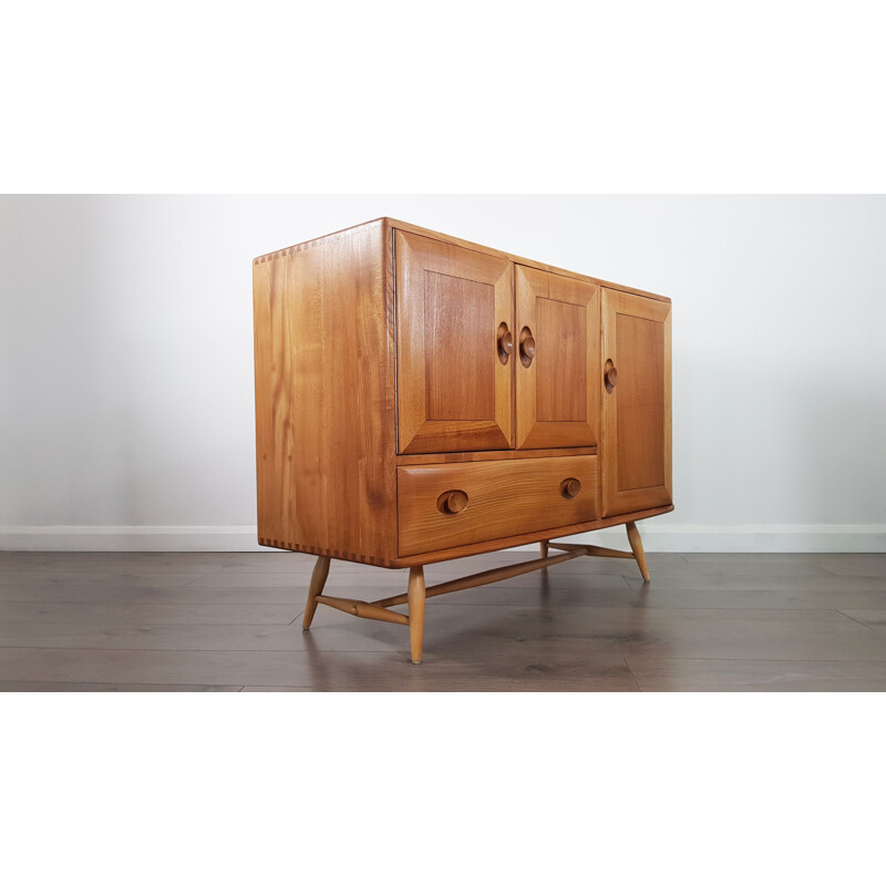 Vintage Elm Sideboard with Beech Legs by Lucian Ercolani for Ercol