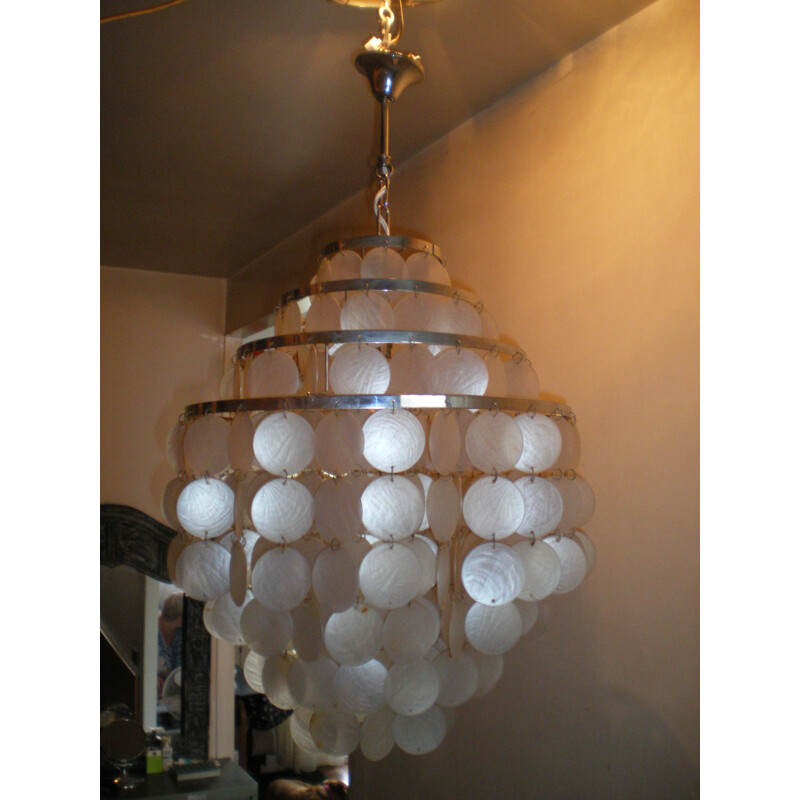 Vintage Chandelier by Verner Panton in metal and chrome