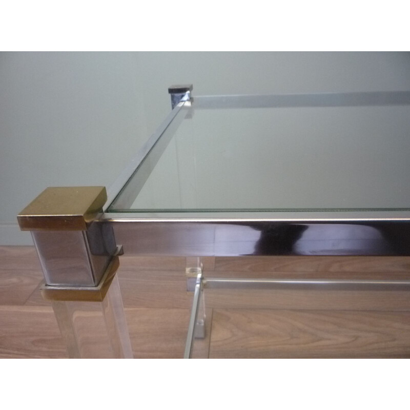 Vintage coffee table in plexiglass and metal, 1960