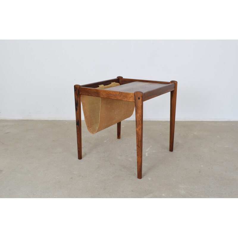 Danish Rosewood Vintage Side Table with Magazine Rack