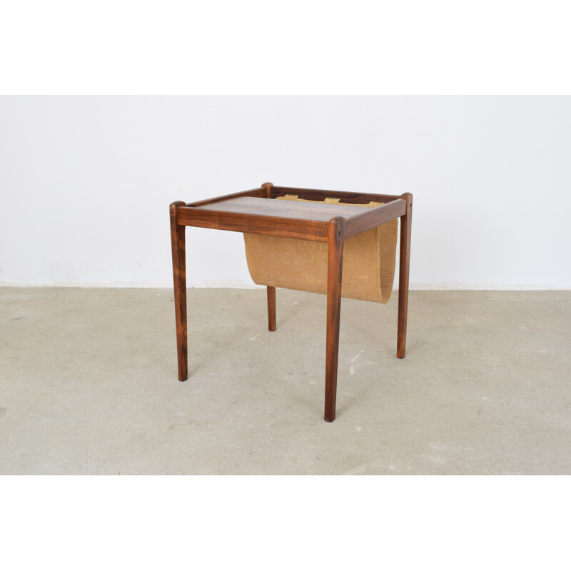 Danish Rosewood Vintage Side Table with Magazine Rack