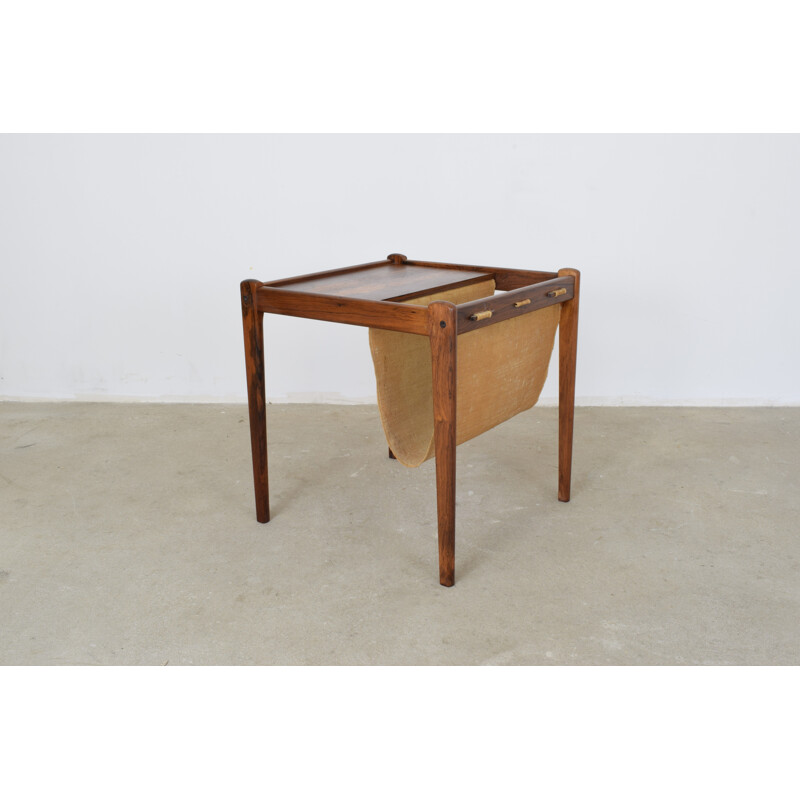 Danish Rosewood Vintage Side Table with Magazine Rack