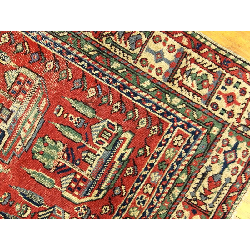 Handmade antique prayer Turkish Anatolian rug 