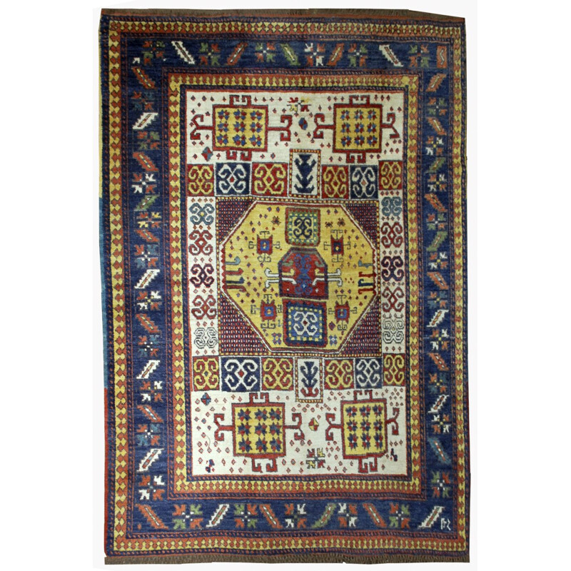 Handmade antique Caucasian Kazak Karachov rug 