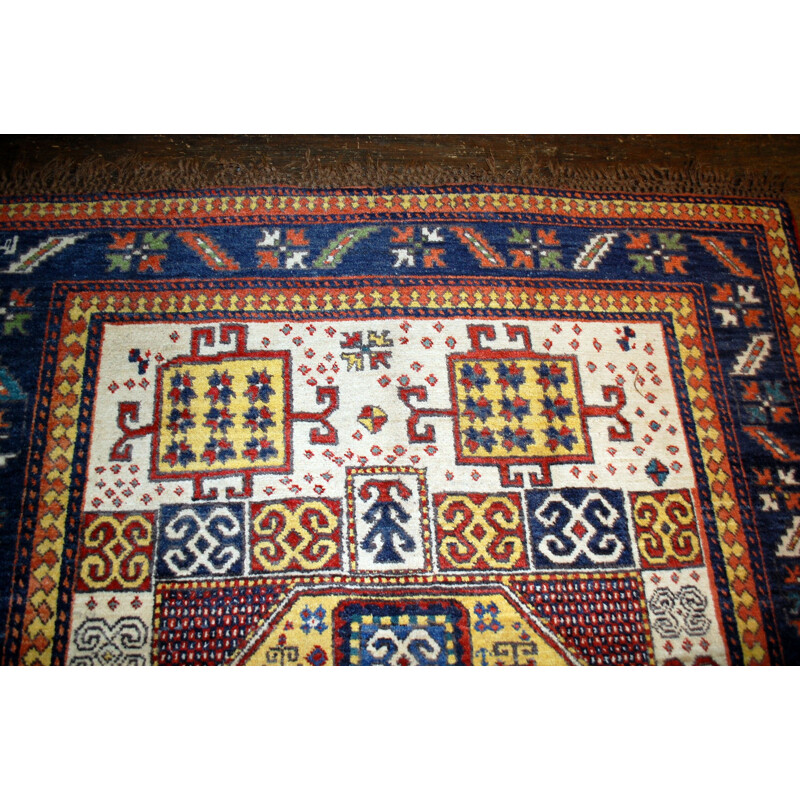 Handmade antique Caucasian Kazak Karachov rug 