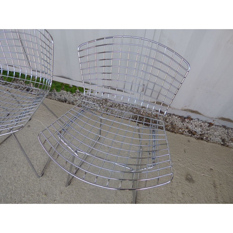 Set of 4 Knoll chromed chairs by Harry Bertoia